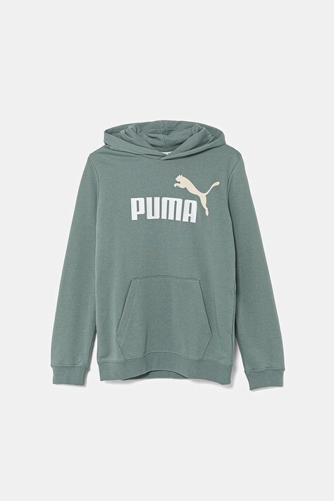 Παιδική μπλούζα Puma ESS 2 COLOR No.1 Logo Hoodie TR χρώμα: πράσινο, με κουκούλα, 685823