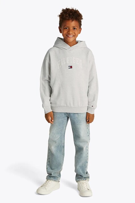 Παιδική μπλούζα Tommy Hilfiger χρώμα: άσπρο, με κουκούλα, KB0KB09574