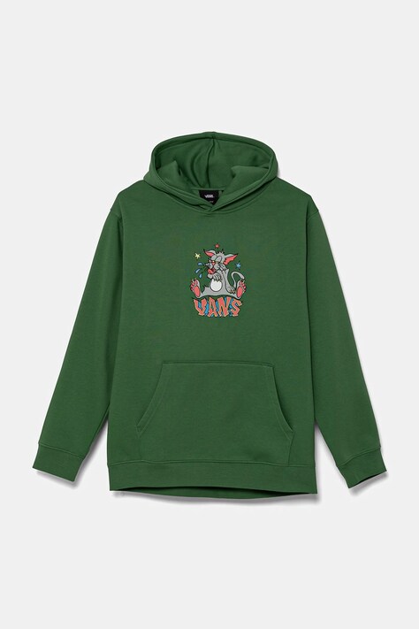 Παιδική μπλούζα Vans Frizz Loose Pullover χρώμα: πράσινο, με κουκούλα, VN000MH6BR11