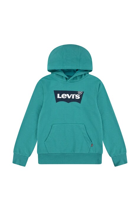 Παιδική μπλούζα Levi's BATWING PULLOVER HOODIE χρώμα: τιρκουάζ, με κουκούλα, 8EE910