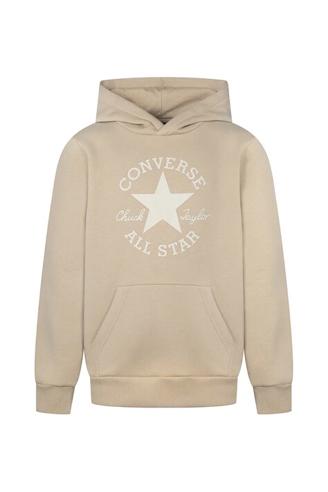 Παιδική μπλούζα Converse χρώμα: μπεζ, με κουκούλα, 9CG575