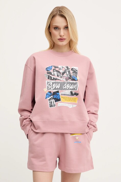 Βαμβακερή μπλούζα Moschino Jeans γυναικεία, χρώμα: ροζ, 1706 3228