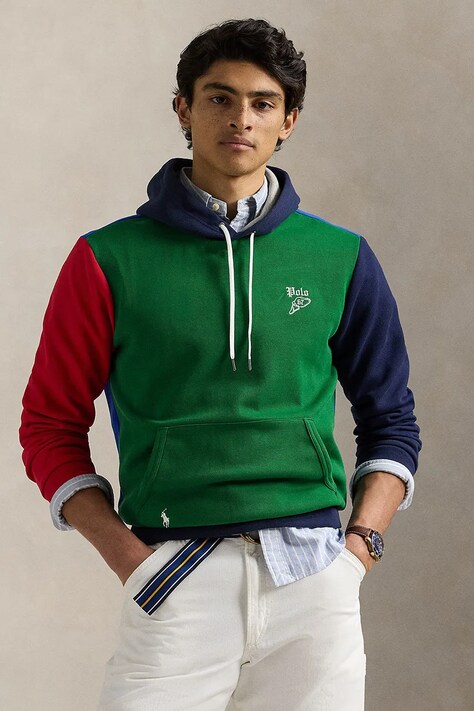 Μπλούζα Polo Ralph Lauren χρώμα: πράσινο, με κουκούλα, 710964429