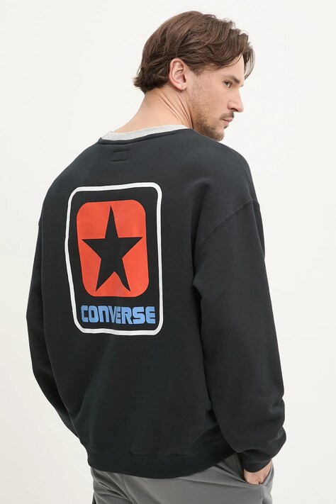 Βαμβακερή μπλούζα Converse χρώμα: μαύρο, 10028407-A01