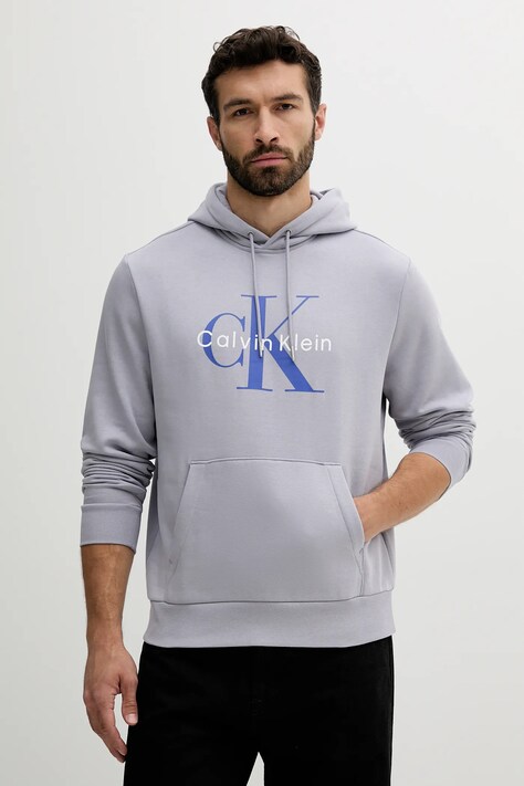 Μπλούζα Calvin Klein Jeans χρώμα: μοβ, με κουκούλα, LV040BM800