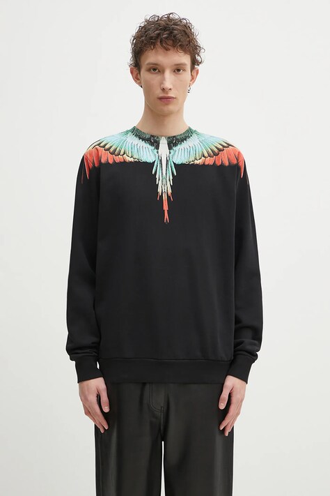 Βαμβακερή μπλούζα Marcelo Burlon Icon Wings Regular Crewneck Black Multic χρώμα: μαύρο, CMBA009S25FLE0011084