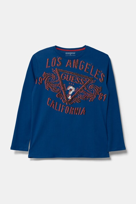 Παιδικό βαμβακερό μακρυμάνικο Guess χρώμα: μπλε, L5RI01 K8HM4