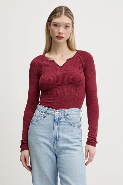 Μακρυμάνικο Guess Originals χρώμα: μπορντό, W5RP42 KCGB0