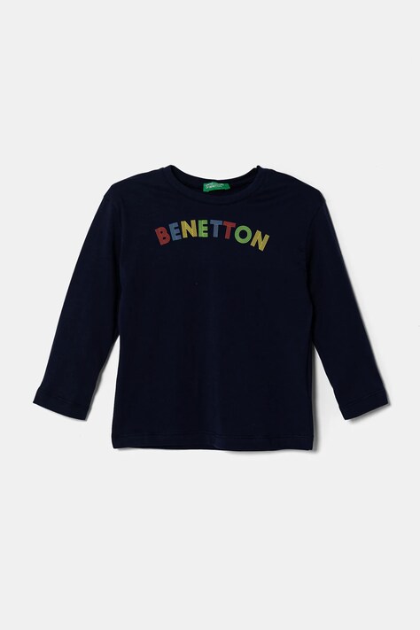 Παιδικό βαμβακερό μακρυμάνικο United Colors of Benetton χρώμα: ναυτικό μπλε, 3I1XG10HS