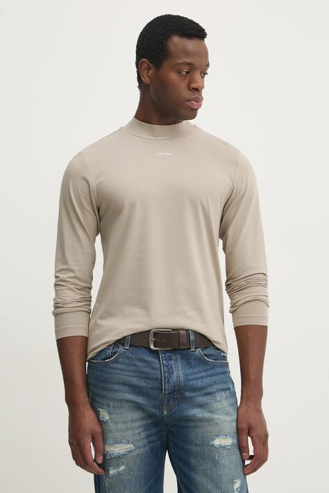 Μακρυμάνικο Calvin Klein χρώμα: μπεζ, K10K113792