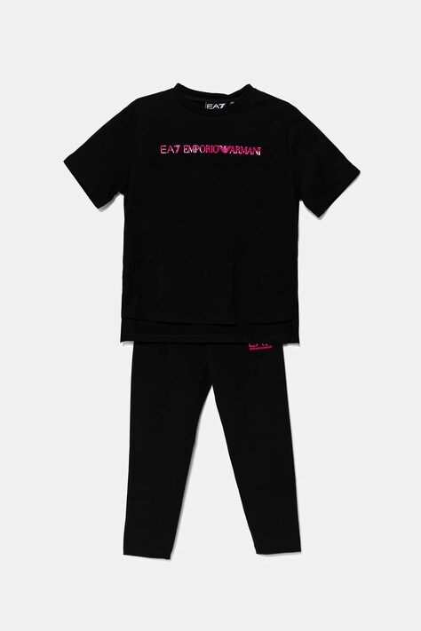 Παιδικό βαμβακερό σετ EA7 Emporio Armani χρώμα: μαύρο, 7G000071 AF12503