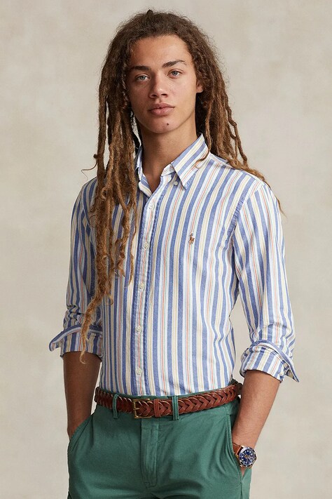Βαμβακερό πουκάμισο Polo Ralph Lauren ανδρικό, χρώμα: πολύχρωμο, 710928920