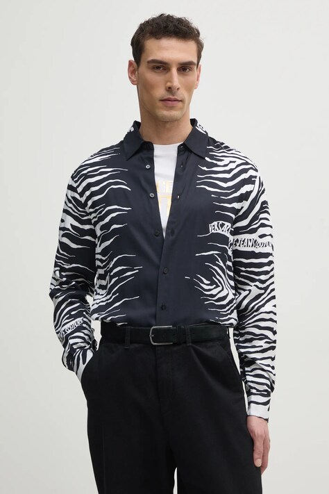Πουκάμισο Versace Jeans Couture χρώμα: μαύρο, 78GAL2RZ NS619