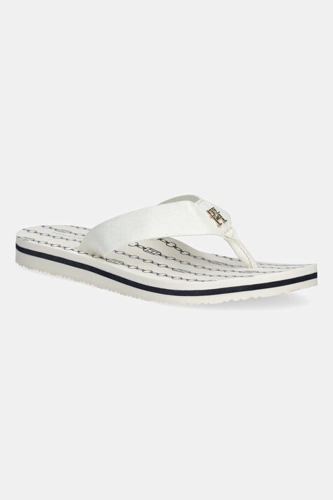 Σαγιονάρες Tommy Hilfiger TH CHAIN PRINT BEACH SANDAL χρώμα: μπεζ, FW0FW08514
