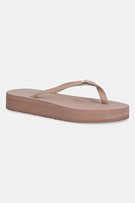 Σαγιονάρες Tommy Hilfiger ELEVATED CHIC BEACH SANDAL χρώμα: μπεζ, FW0FW08523