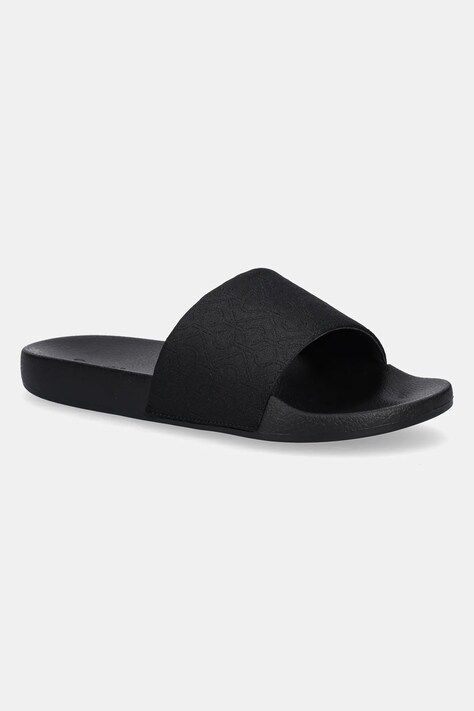 Παντόφλες Calvin Klein POOL SLIDE - JACQ χρώμα: μαύρο, HW0HW02420