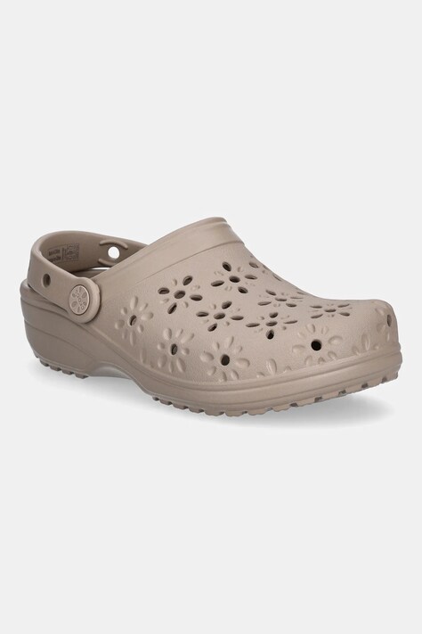 Παντόφλες Crocs Classic Floral Cut Out Clog χρώμα: καφέ, 210927-214