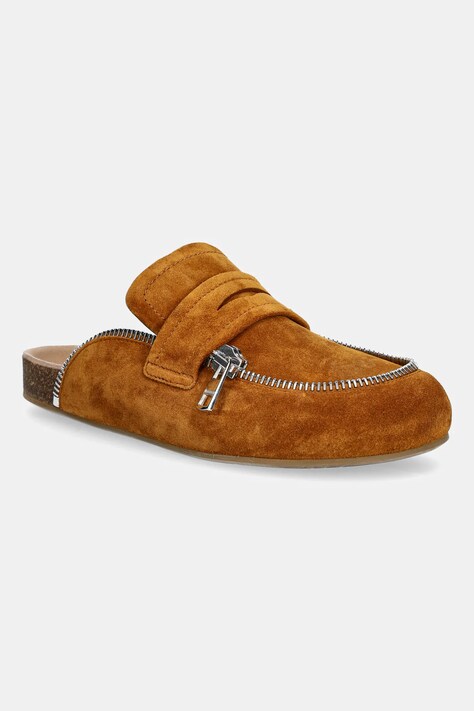 Παντόφλες σουέτ JW Anderson Biker Loafer γυναικείες, χρώμα: καφέ, LF0071 LA0240 640
