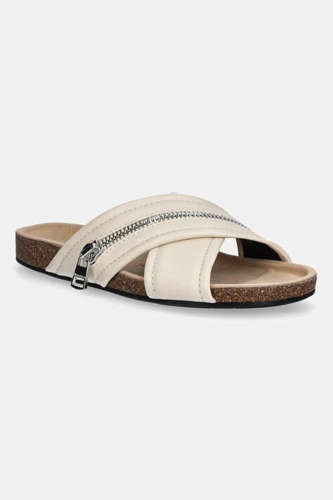Δερμάτινες παντόφλες JW Anderson Biker Loafer γυναικείες, χρώμα: μπεζ, SN0107 LA0268 002
