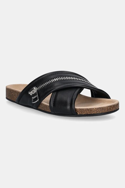 Δερμάτινες παντόφλες JW Anderson Biker Slide γυναικεία, χρώμα: μαύρο, SN0107 LA0268 999