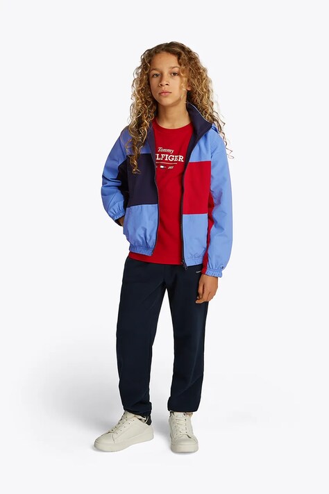 Παιδικό μπουφάν Tommy Hilfiger χρώμα: μπλε, KB0KB09583