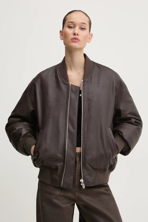 Δερμάτινο μπουφάν bomber Miss Sixty χρώμα: καφέ, 6L4LJ0460000