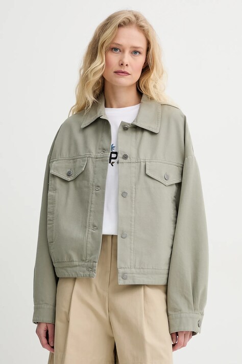 Βαμβακερό μπουφάν A.P.C. blouson cally χρώμα: πράσινο, COGBJ.F02905
