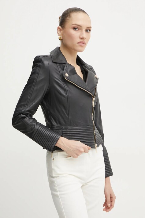 Δερμάτινo jacket Marciano Guess PEGGY γυναικεία, χρώμα: μαύρο, 5RGL11 7167Z