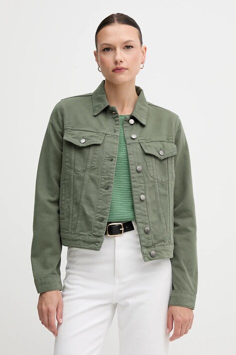 Βαμβακερό τζιν μπουφάν United Colors of Benetton χρώμα: πράσινο, 2RZVDN00N