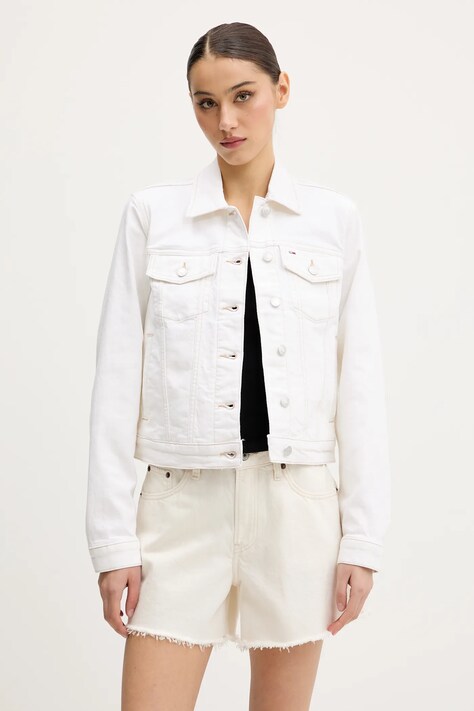 Τζιν μπουφάν Tommy Jeans χρώμα: μπεζ, DW0DW20121