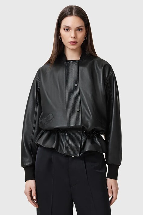 Δερμάτινο μπουφάν AllSaints SOFI χρώμα: μαύρο, W126LB