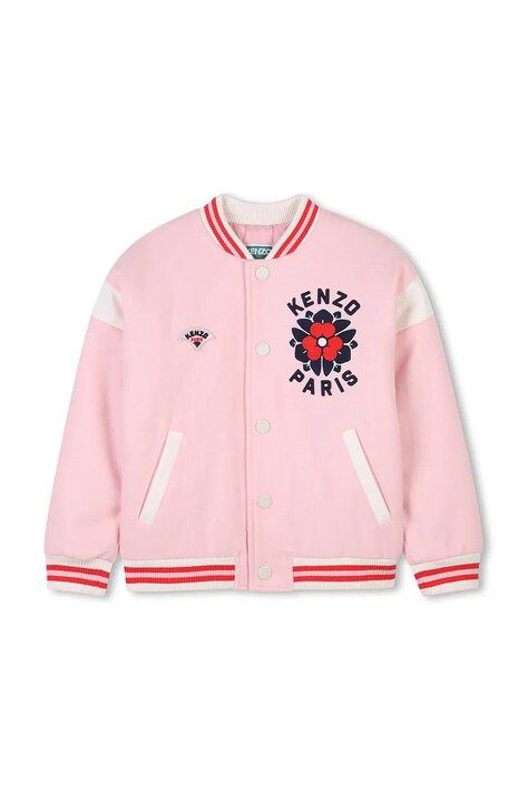 Παιδικό μάλλινο μπουφάν bomber Kenzo Kids χρώμα: πορτοκαλί, K60984