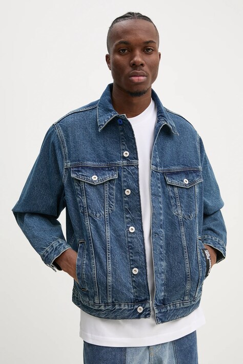 Τζιν πουκάμισο Karl Lagerfeld Jeans ανδρικό, χρώμα: μπλε, A1M14017