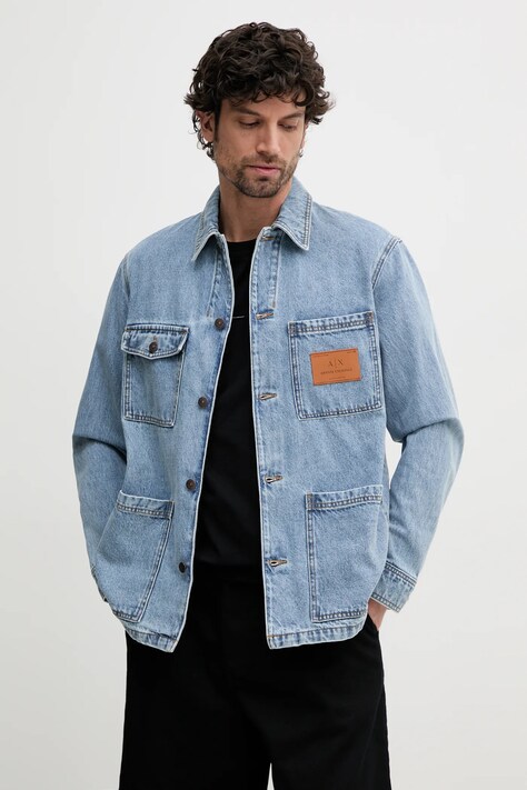 Βαμβακερό τζιν μπουφάν Armani Exchange χρώμα: μπλε, XM000382 AF13367