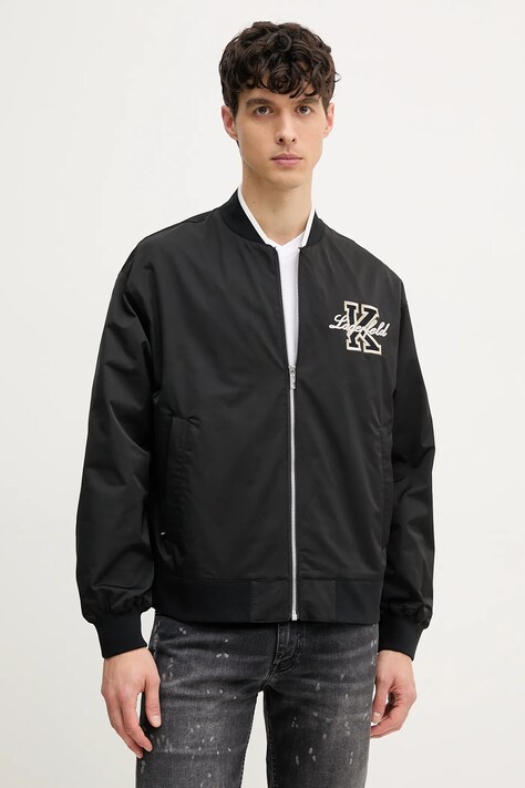 Μπουφάν bomber Karl Lagerfeld χρώμα: μαύρο, 552533.505006