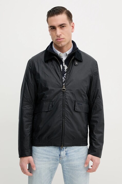 Βαμβακερό μπουφάν Barbour Newbury Wax Jacket χρώμα: ναυτικό μπλε, MWX2449