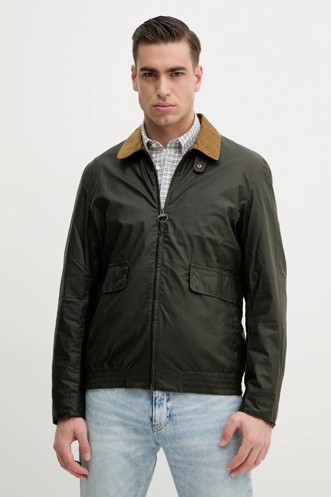 Βαμβακερό μπουφάν Barbour Newbury Wax Jacket χρώμα: πράσινο, MWX2449