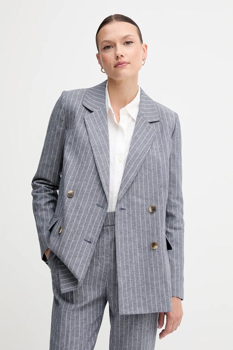 Blazer με μείγμα λινών United Colors of Benetton χρώμα: ναυτικό μπλε, 29KBDW033