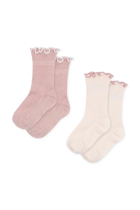 Παιδικές κάλτσες Konges Sløjd 2 PACK RIB FRILL SOCKS 2-pack χρώμα: ροζ, KS102240