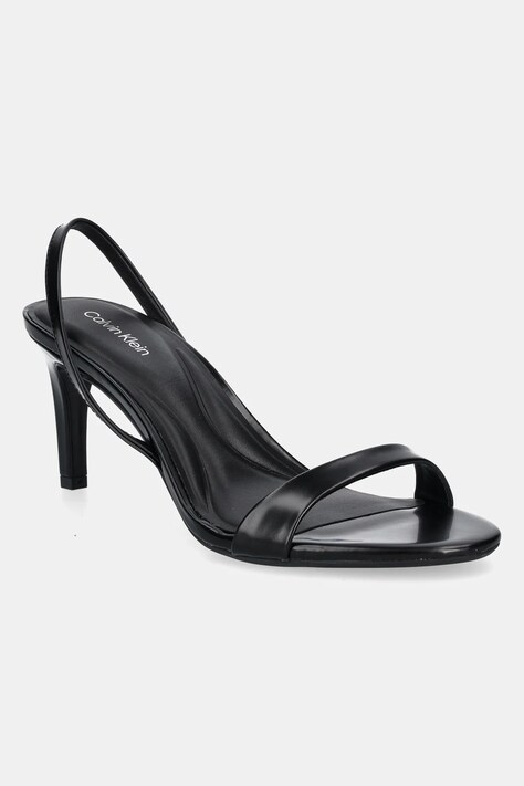 Δερμάτινα σανδάλια Calvin Klein HEEL D'ORSAY SANDAL 70 - BRUSH L χρώμα: μαύρο, HW0HW02265