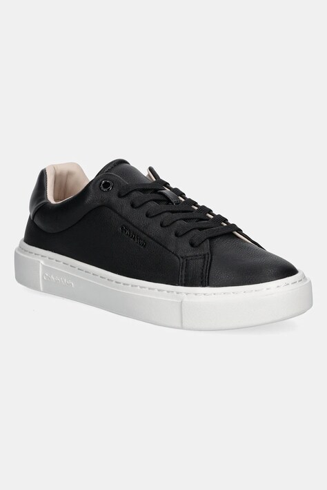 Δερμάτινα αθλητικά παπούτσια Calvin Klein CUPSOLE LACE UP W/ML - LTH χρώμα: μαύρο, HW0HW02288