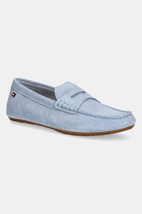 Μοκασίνια σουέτ Tommy Hilfiger FLAG SOFT SUEDE DRIVER LOAFER χρώμα: μπλε, FW0FW08558