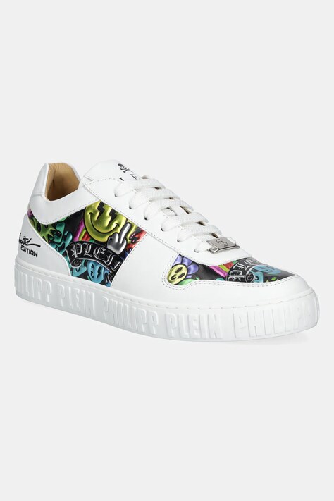 Δερμάτινα αθλητικά παπούτσια Philipp Plein Nappa Lo-Top Smile χρώμα: άσπρο, USC0663 PLE010N 01