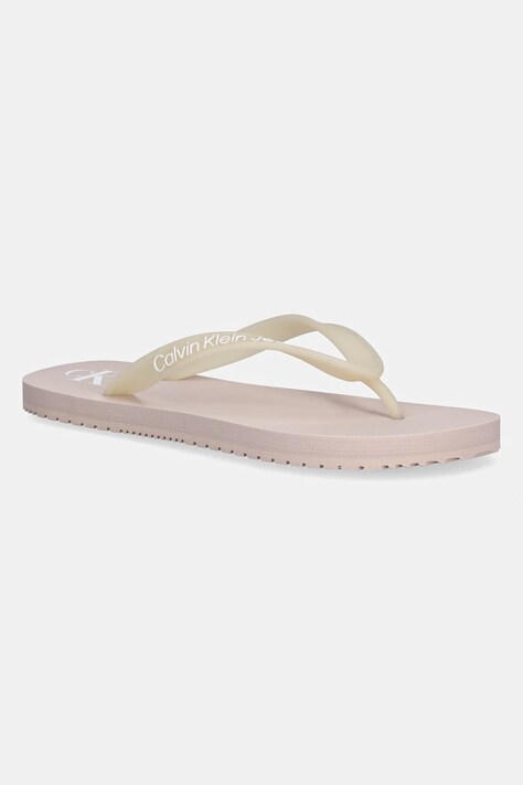 Σαγιονάρες Calvin Klein Jeans BEACH SANDAL TRANSPARENT TPU χρώμα: μπεζ, YW0YW01829
