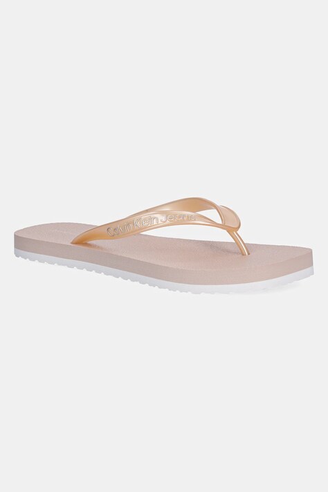 Σαγιονάρες Calvin Klein Jeans THONG+ TPU METALLIC χρώμα: ροζ, YW0YW01720