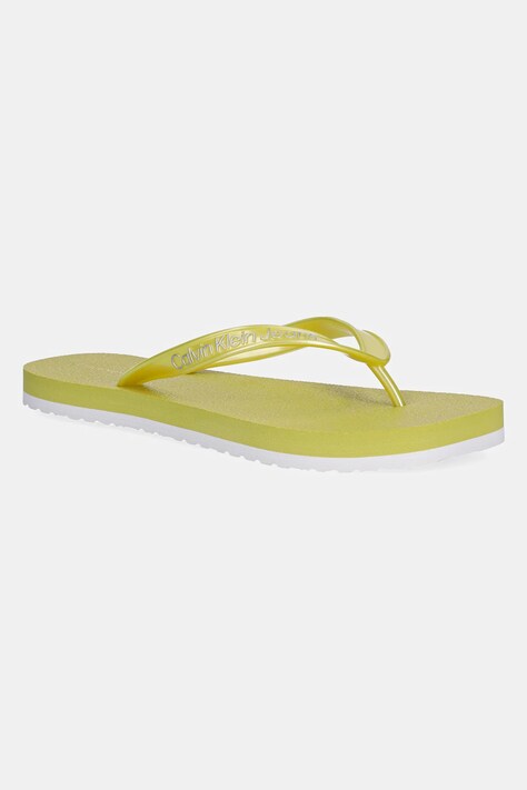 Σαγιονάρες Calvin Klein Jeans THONG+ TPU METALLIC χρώμα: πράσινο, YW0YW01720