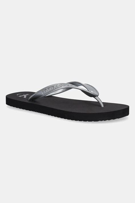 Σαγιονάρες Calvin Klein Jeans BEACH SANDAL MONOLOGO TPU χρώμα: ασημί, YW0YW01719
