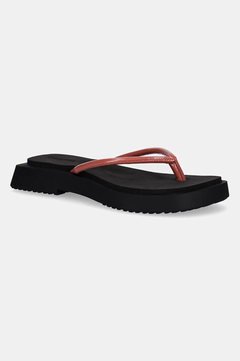 Σαγιονάρες Calvin Klein Jeans SQ LOW WEDGE SANDAL STITCH χρώμα: ροζ, YW0YW01716