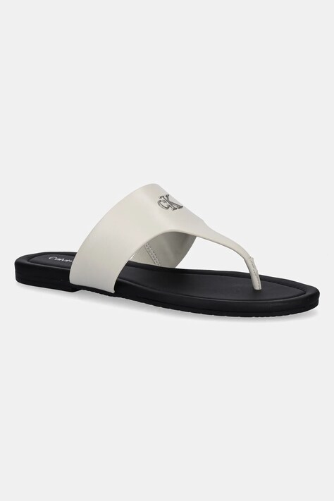 Σαγιονάρες Calvin Klein Jeans FLAT SANDAL TOEPOST MG χρώμα: μπεζ, YW0YW01691