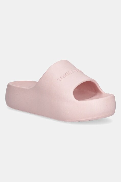 Παντόφλες Tommy Jeans CHUNKY POOL SLIDE ESS χρώμα: ροζ, EN0EN02879